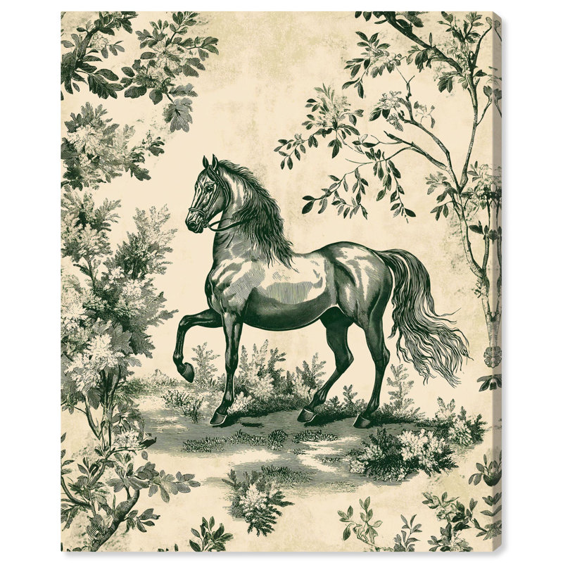 Equestrian Etching Canvas Glam Farmhouse Art by Art Remedy, H 20 po x l 16 po, Toile tendue avec châssis