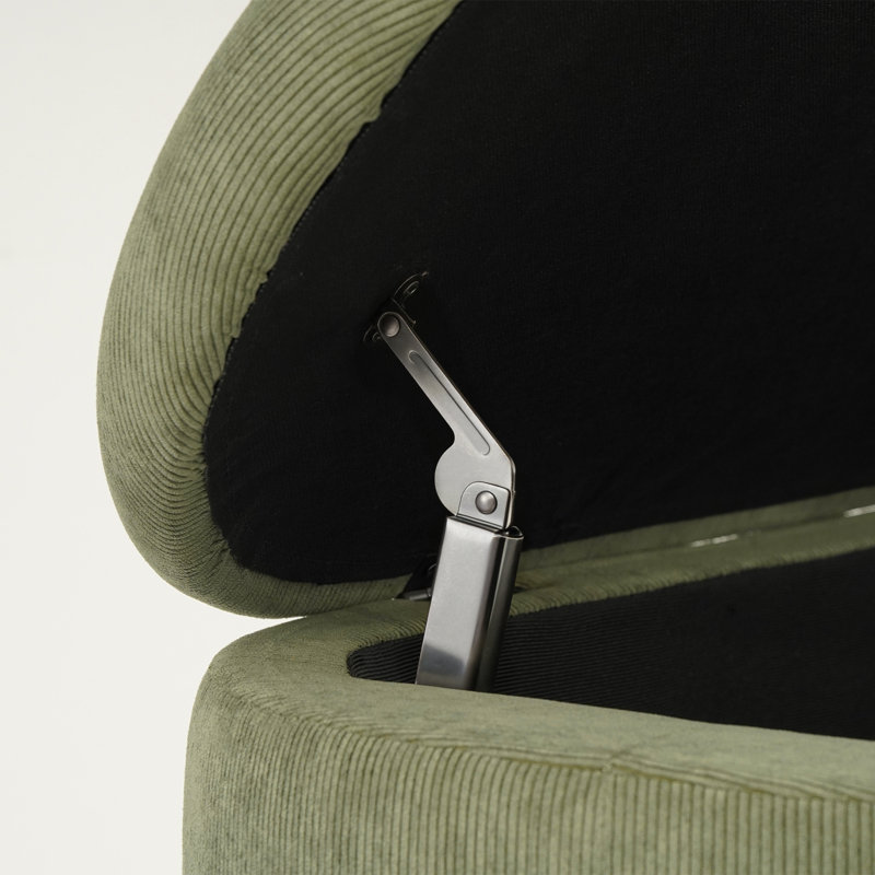 Banc de rangement rembourré avec pieds en bois, Vert