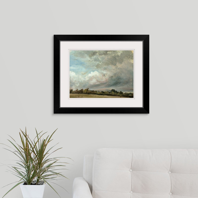 «Cloud Study, 1821 on Oak Panel» par John Constable, reproduction d'art, H 20 po x l 24 po x P 1 po, Cadre noir