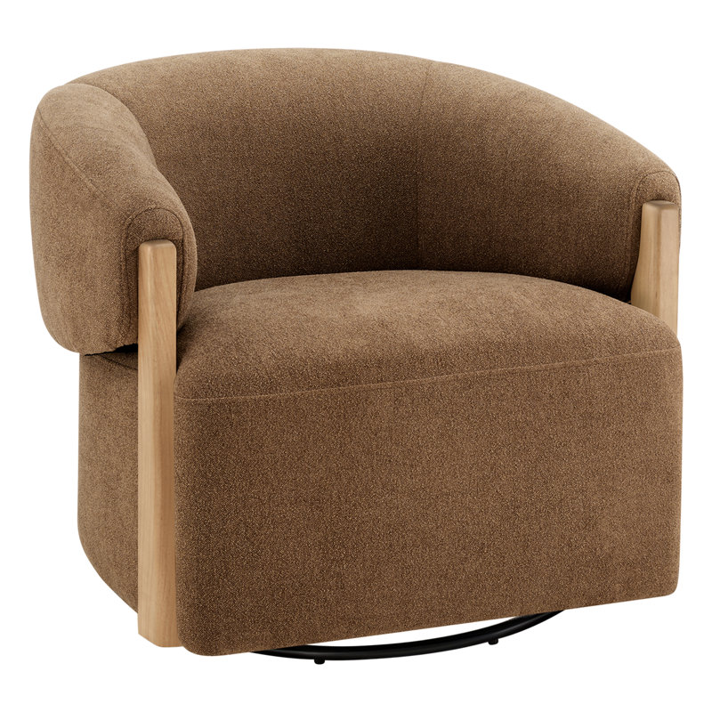 Fauteuil d'appoint pivotant rembourré Denice Longfield, Lin brun