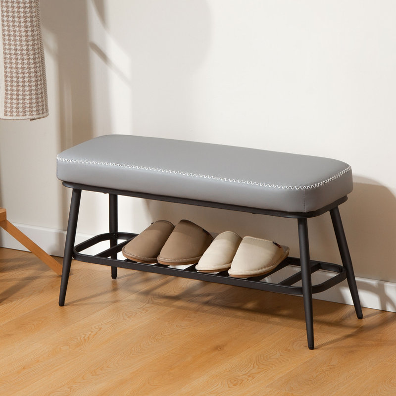 4 Pair Shoe Storage Bench, Grey