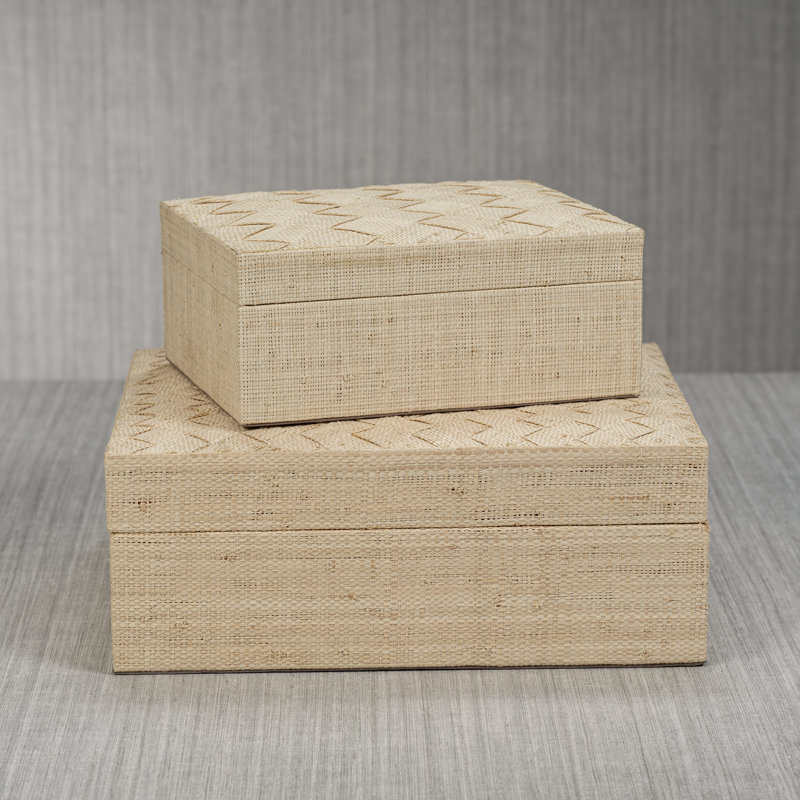Trakelia Raffia Decorative Box, 4.5" H x 12.5" W x 10" D