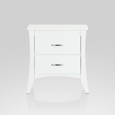 Rectangular White Accent Table With Storage Drawer - Wooden Frame, Tapered Legs, , 25" X 24" 16 2 Drawers Case-Frame, Side Metal Glide Drawers, Materi