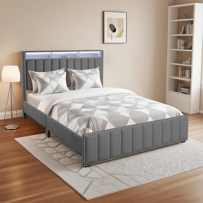 Rangement de lit, Double, Gris foncé