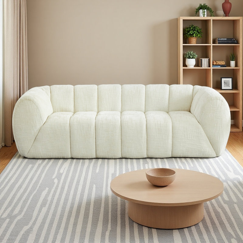 Canapé en mousse matelassée Chenille, Beige