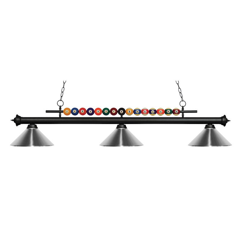 Chapa 3 - Light Pool Table Lights Pendant, Matte Black, Polished Brass