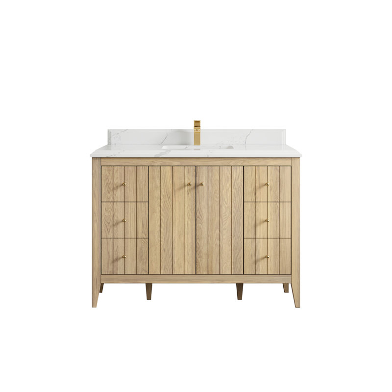 Chêne d'Atlanta 48 po X P 22 po Meuble-lavabo simple en D, Calacatta Laza