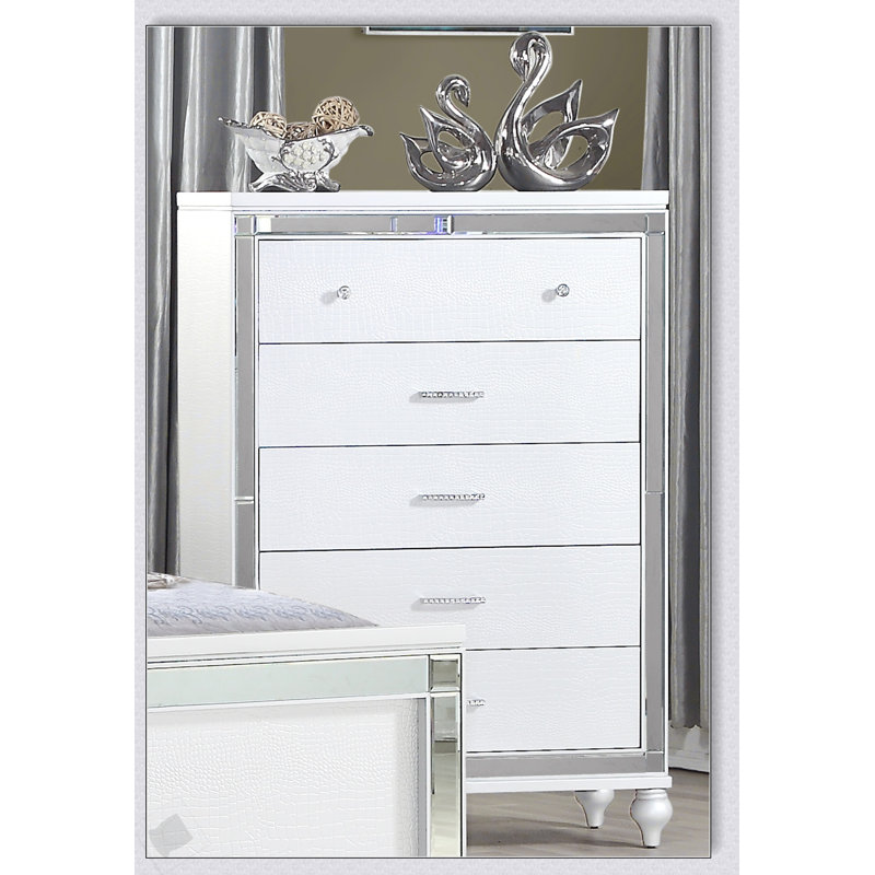 Commode à 5 tiroirs Sterling, Blanc