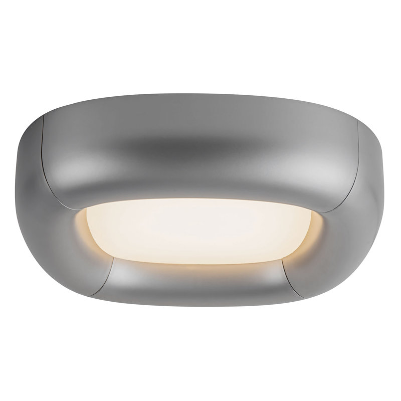 Folio 15-in Black dimmable LED Flush Mount, Silver