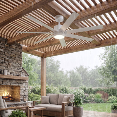 Ventilateur de plafond extérieur 56 po étanche avec éclairage, pales en ABS avec revêtement UV résistant aux intempéries, télécommande intelligente via application Alexa, ventilateur silencieux de style ferme à courant continu de 7793 CFM pour gazebo extérieur