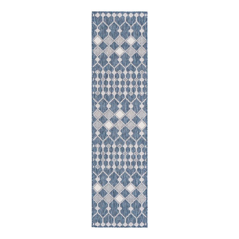 Tapis extérieur bleu Traliccio, Tapis de couloir 2 pi x 7 pi 10 po