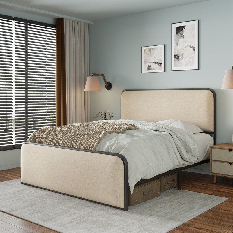 Latitude Run® Amye Upholstered Metal Platform Bed | Wayfair