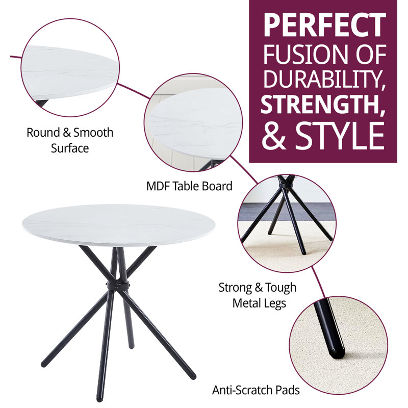 Mose Round Metal Base Dining Table