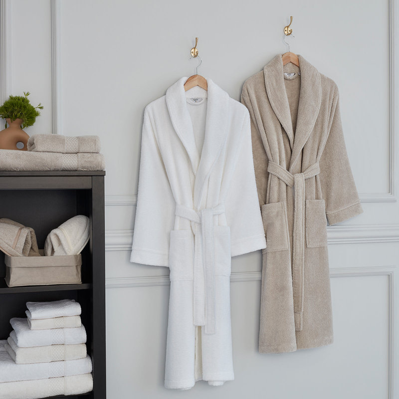 Trautman Mid-Calf Bathrobe with Pockets, L, Stone Grey