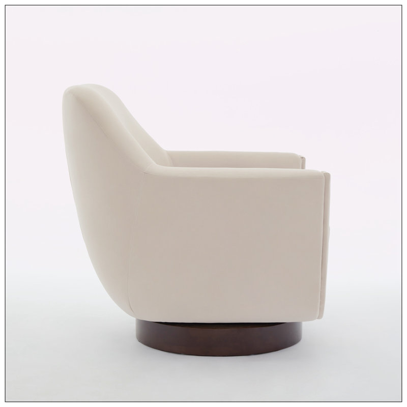 Fauteuil demi-tonneau pivotant de 30,90 po Mercersville, Velours beige