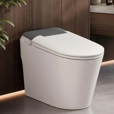 Toilette intelligente bidet non électrique ADA de 17,5 po BCANHome, toilette intelligente à chasse puissante 1000g avec lavage à la main / arrière, chasse au pied, hauteur du siège confortable ADA (sans puissance)