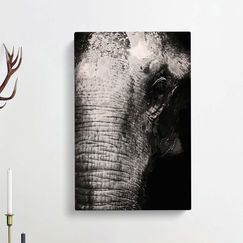 Mighty Elephant In The Shadows - Wrapped Canvas, 76cm H x 50cm W x 3cm D