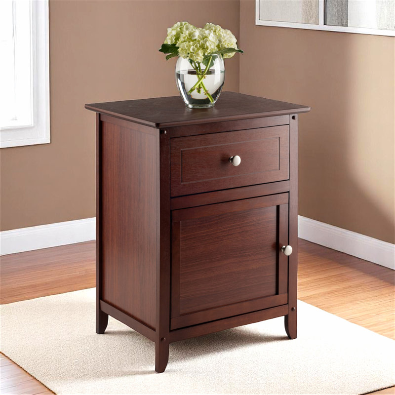Emerson Accent Table with Removable Handle in Brown, 24.78'' H X 18.39'' W X 14.73'' D, Walnut