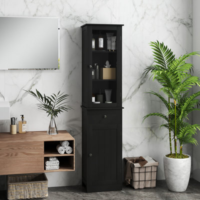 Slim Bathroom Storage Cabinet with Adjustable Shelves Drawer