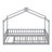 Wood House Bed Frame With Fence, Sturdy Pine Construction, Playful Design-123857054-123857056
