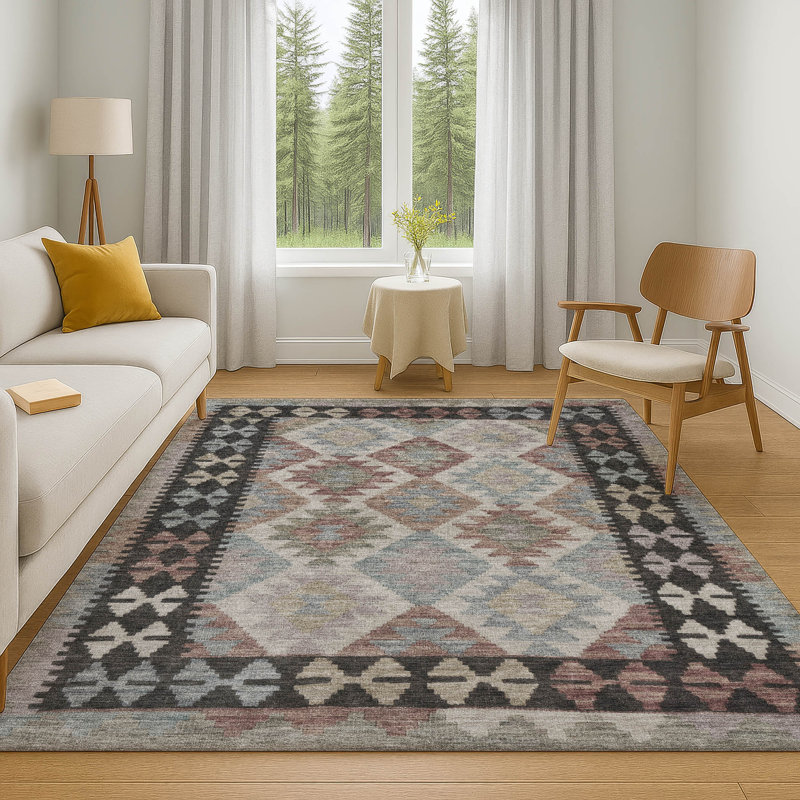 Premium Machine Washable Tara AMF1915 Tribal Rug, Rectangle 3' x 5'
