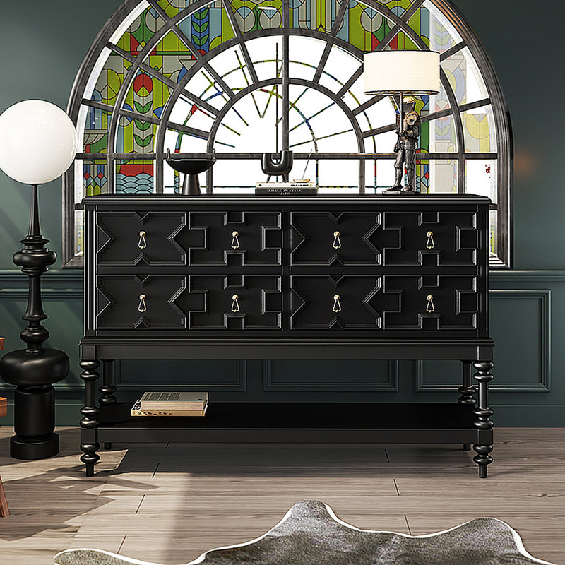 Meuble télé avec rangement American Retro, H 35,43 po x L 59,06 po x l 15,75 po, Noir