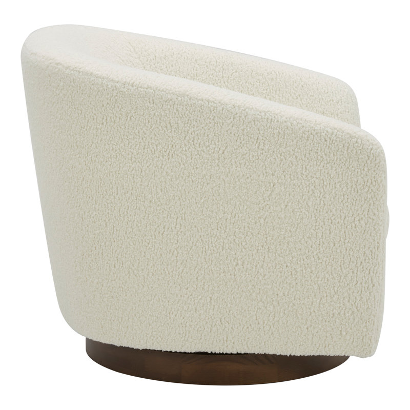 Oscy Swivel Armchair, White 100% Polyester