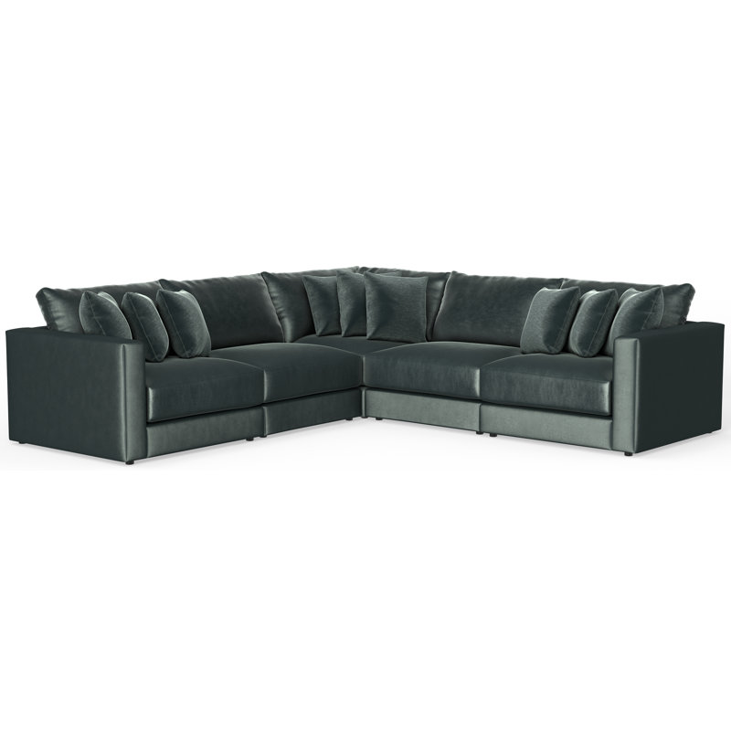 Nyrie 5-piece Modular Sectional, Green Polyester