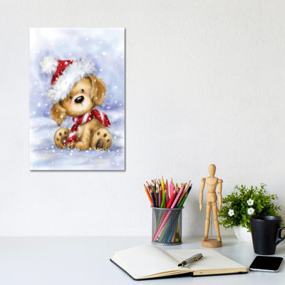 Dog With Santa's Hat I 1 Piece Wrapped Canvas Wall Art