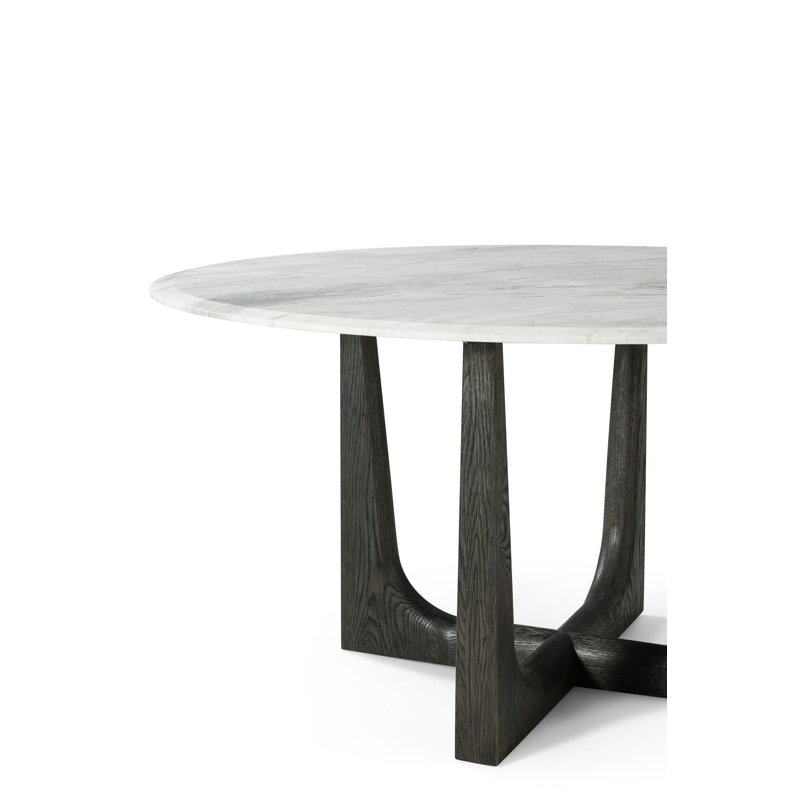 Repose Round Marble Dining Table, Charcoal Oak