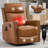 Gnuine Leather Heat Massage Manual Recliner Chair With Rocker And Swivel For Living Room-1701698585