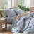 MooMee Lightweight Duvet Cover Set with Zipper Closure 8 Ties 100% Washed Cotton Linen Like Textured Soft Breathable All-Season-111219973-109236631