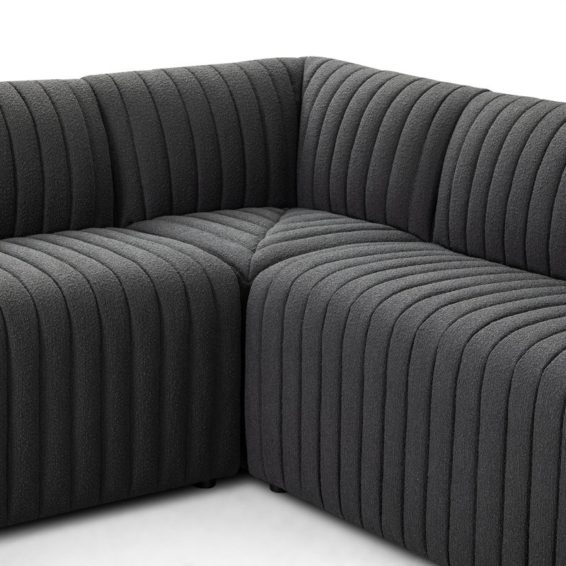 Augustine Modular Sectional, 31.5" H x 100" W x 66.5" D, Black Polyester