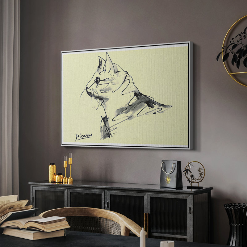Chat (Le Chat), c. 1960 - Pablo Picasso, toile tendue avec châssis, 26 x 40, Blanc