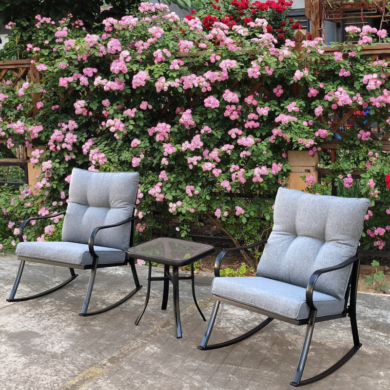 Chaise berçante d'extérieur en métal Ottokar, Gris moyen