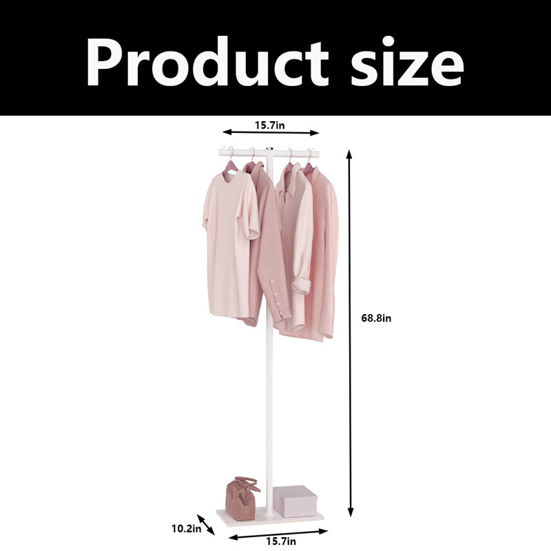 Coat Rack Freestanding With Rock Slab Base, White