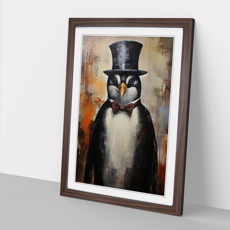 XYZ-FRM-V1223-5057 Penguin Modern 1 Piece Single Picture Frame Wall Art, 34cm H x 25cm W x 2cm D, Walnut