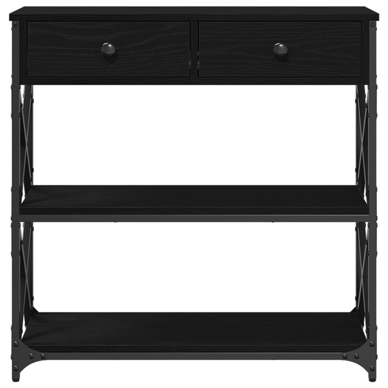 Console Table 100X28x75 Cm Engineered Wood & Steel, 75cm H x 75cm W x 28cm D, Black Oak