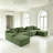 127" U-Shaped Compressed Boneless Sectional Sofa with Ottoman and Console,No Assembly Required-1967250299