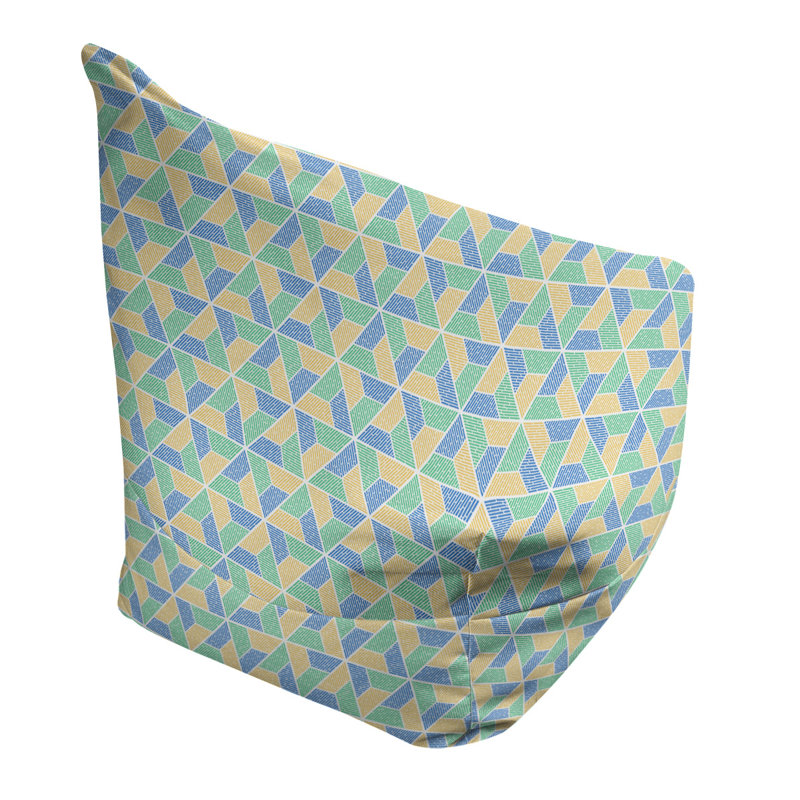 Leffel Bean Bag, Bean Bag Chair, Green/Yellow/Blue, 27" H x 30" W x 25" D