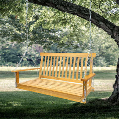 Balancelle de véranda en bois massif avec. Suspendu pour profiter du plein air. Convient au patio, au jardin, à la cour, au porche, à la cour, etc. Assemblage facile, charge maximale de 800 lb dans le bois. Pour assemblage, capacité de poids