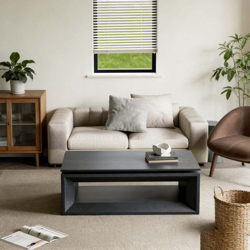 Table basse à plateau relevable 43,3 po avec rangement, Noir