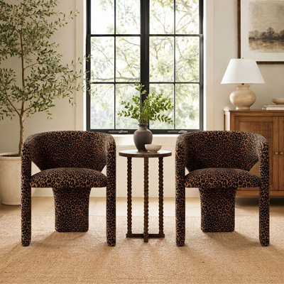 Modern Upholstered Leopard Accent Chair Set Of 2