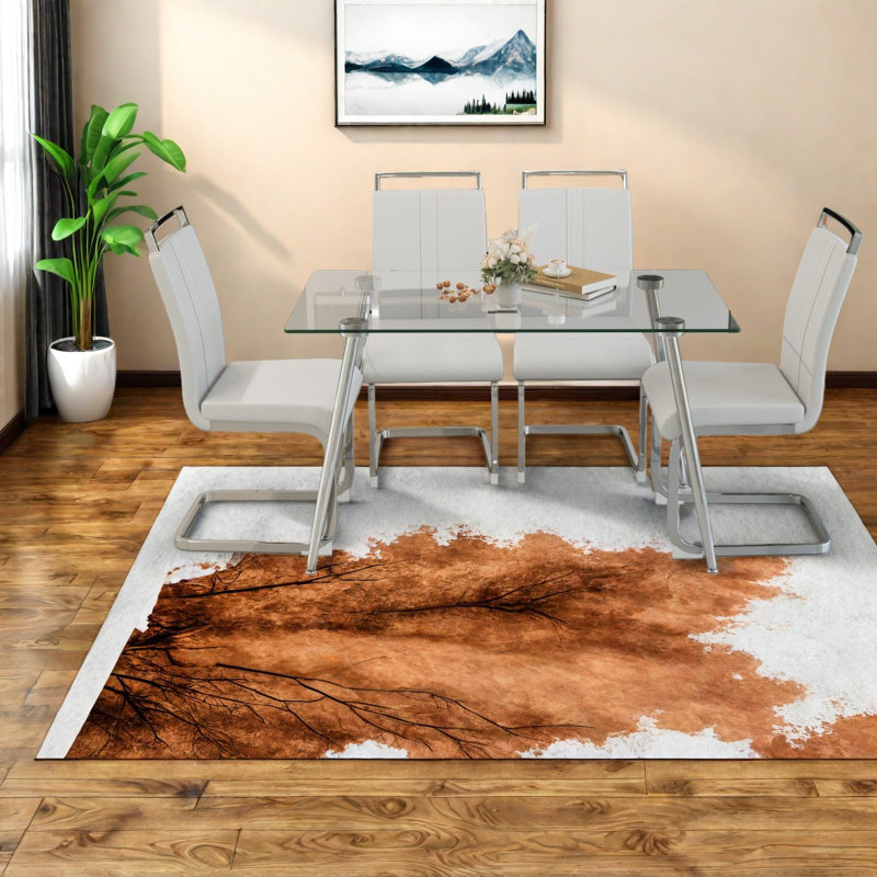 Ensembles de table de salle à manger modernes en verre pour la cuisine et la salle à manger, pieds argentés élégants