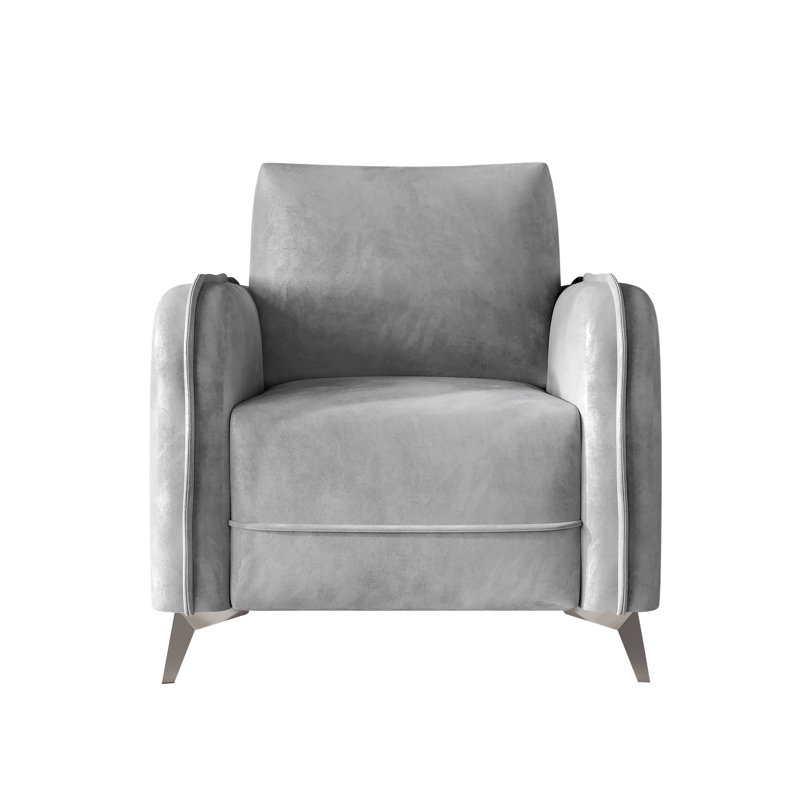 Belmont Velvet Upholstered Chair, Silver Gray