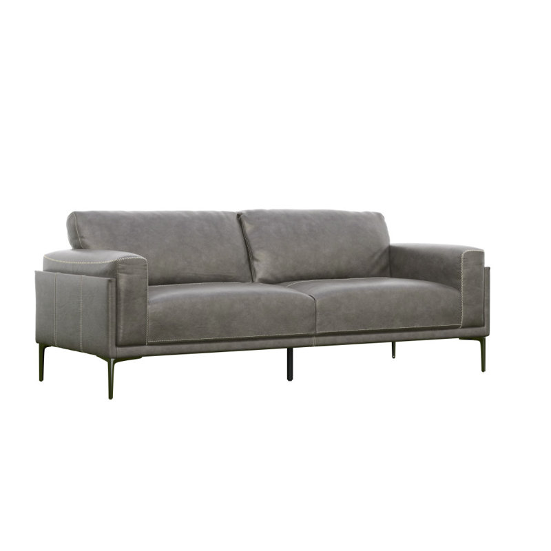 Causeuse en cuir Rencher, H 33,5 po x l 84 po x P 34,3 po