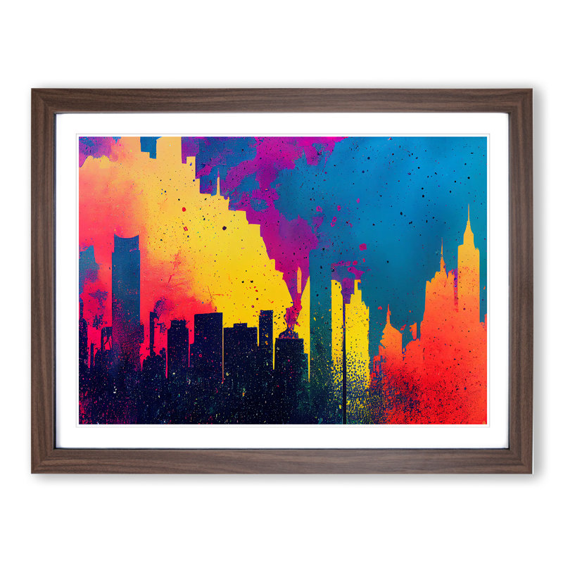 Skyscraper Skyline Splash Vol.3 Abstract - Framed Print, Walnut, 34cm H x 46cm W x 2cm D