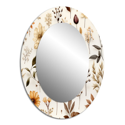 Rustic Foliage - Grand miroir mural ovale sur métal
