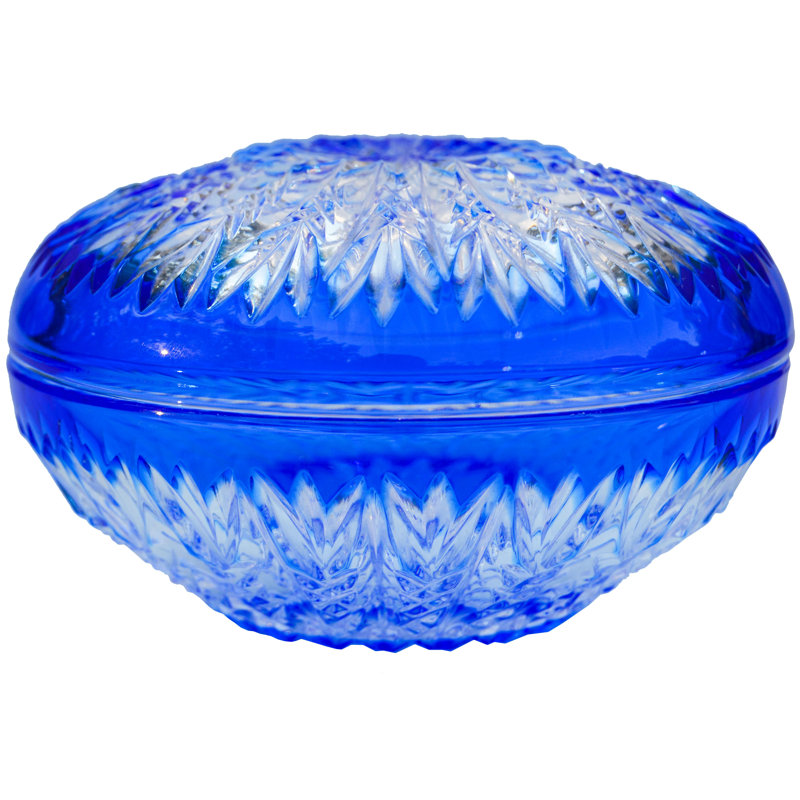 Bol décoratif en cristal bleu / transparent