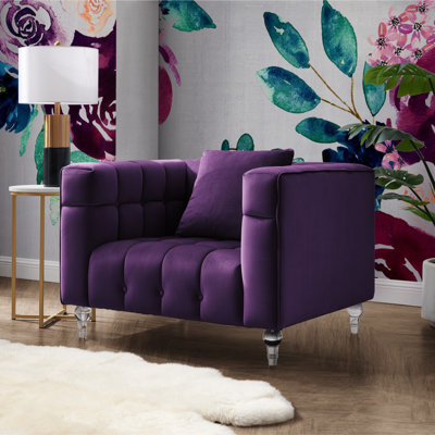 Fauteuil club en velours Bryan avec pieds en lucite pour le bureau du salon